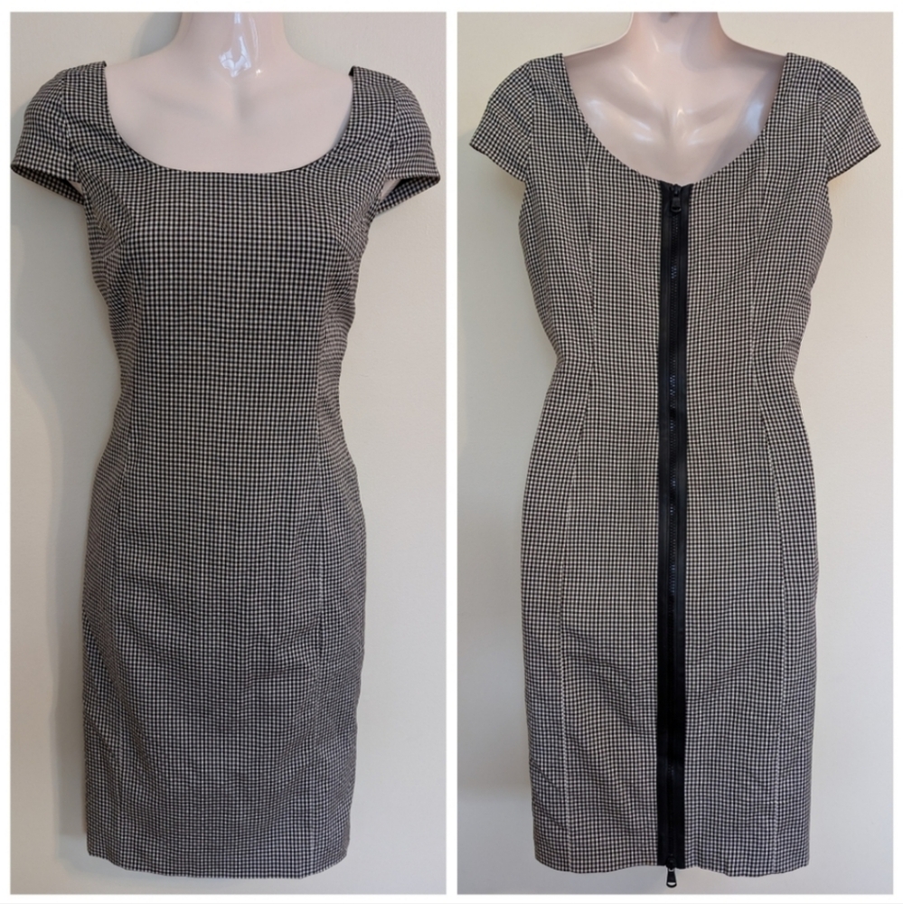 Vintage Versace Black And White Gingham Dress 40